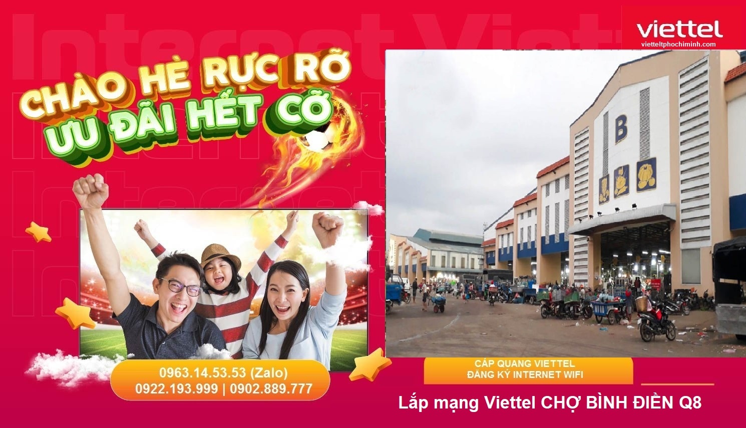 Lắp mạng Viettel CHỢ BÌNH ĐIỀN Q8 Internet Wifi>