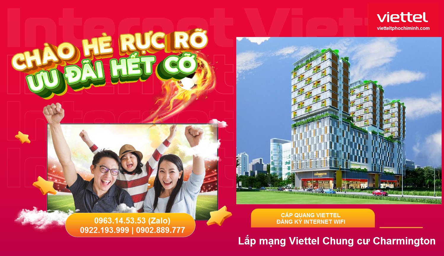 Lắp mạng Viettel Chung cư Charmington InternetWifi cáp quang