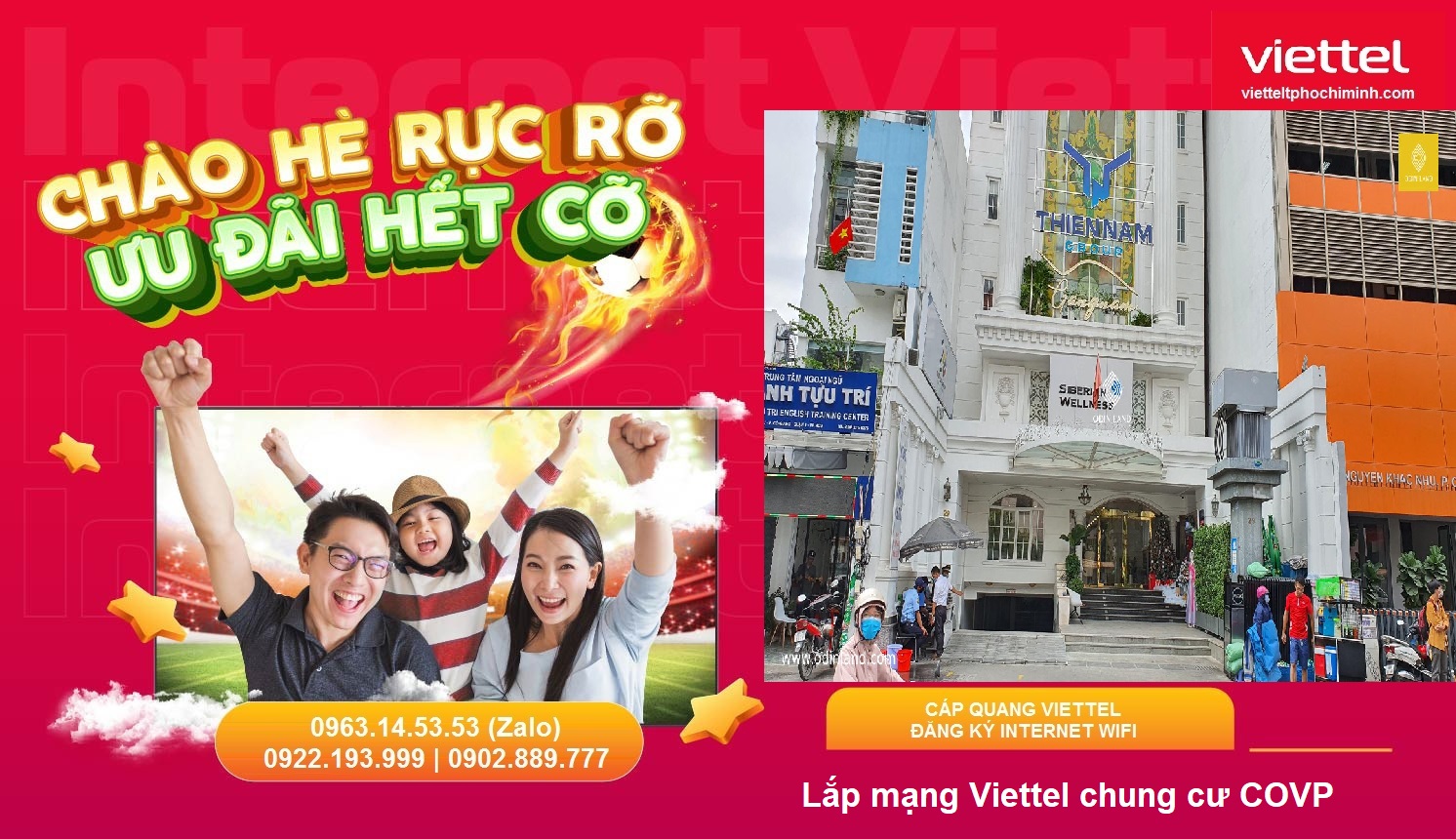 Lắp mạng Viettel chung cư COVP 29 Internet Wifi cáp quang>