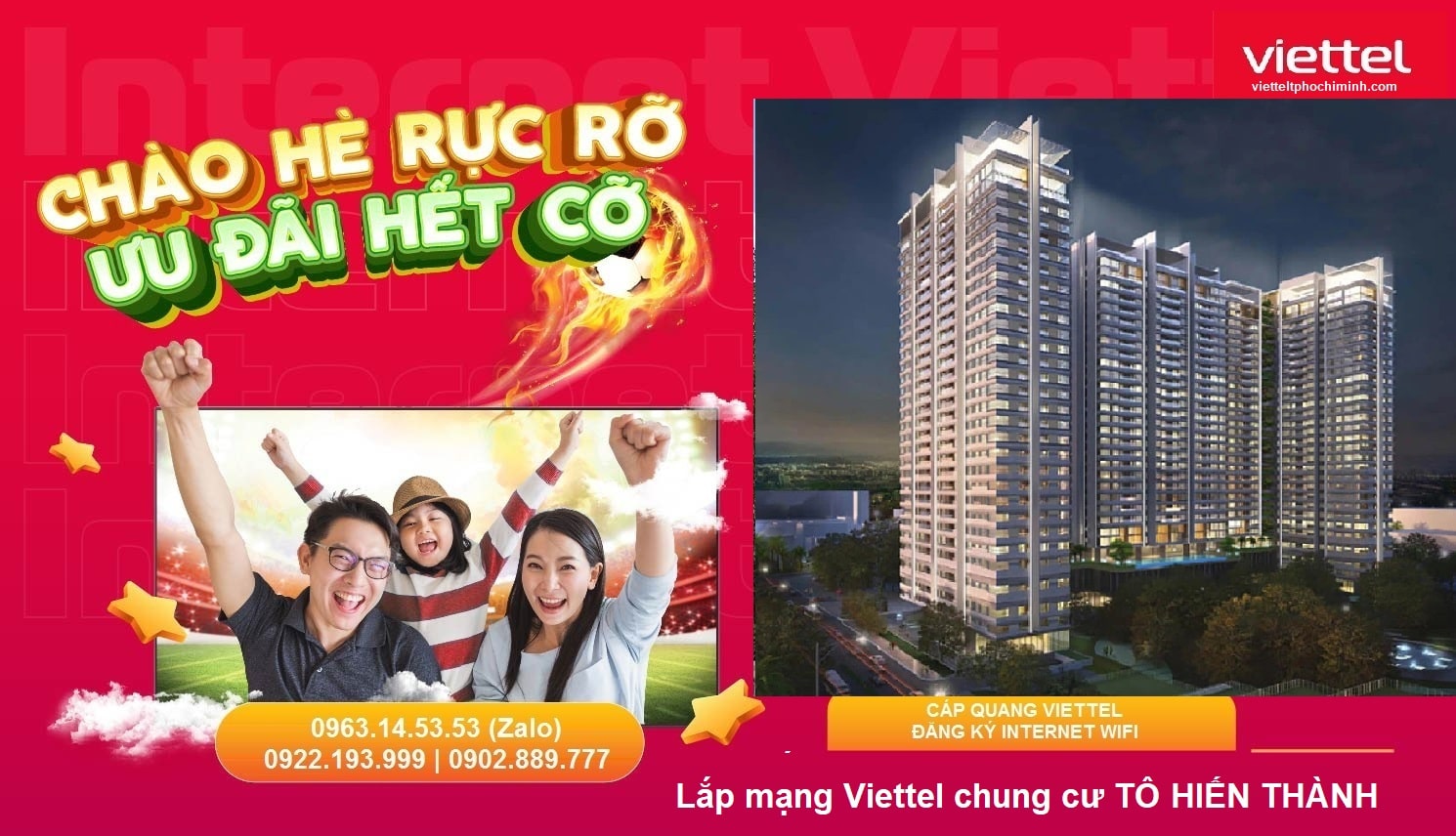 Lắp mạng Viettel chung cư TÔ HIẾN THÀNH Internet Wifi>