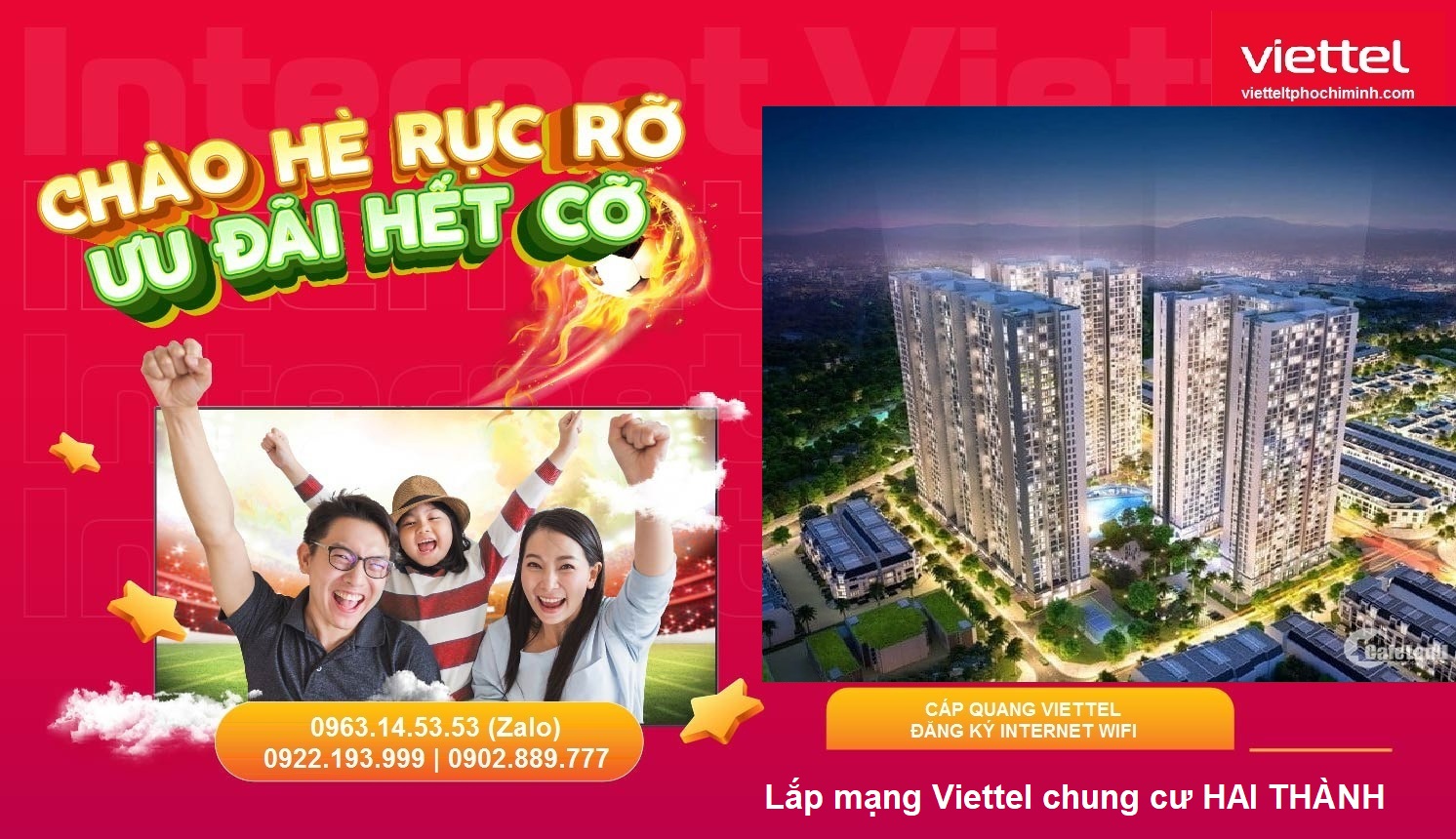 Lắp mạng Viettel chung cư HAI THÀNH Internet Wifi cáp quang>