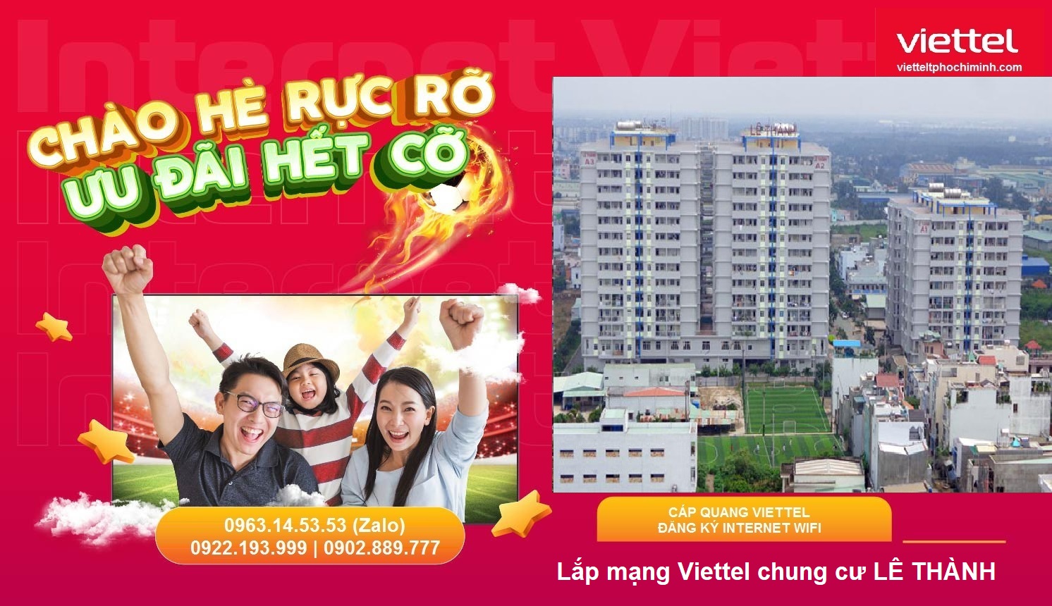 Lắp mạng Viettel chung cư LÊ THÀNH Internet Wifi cáp quang>
