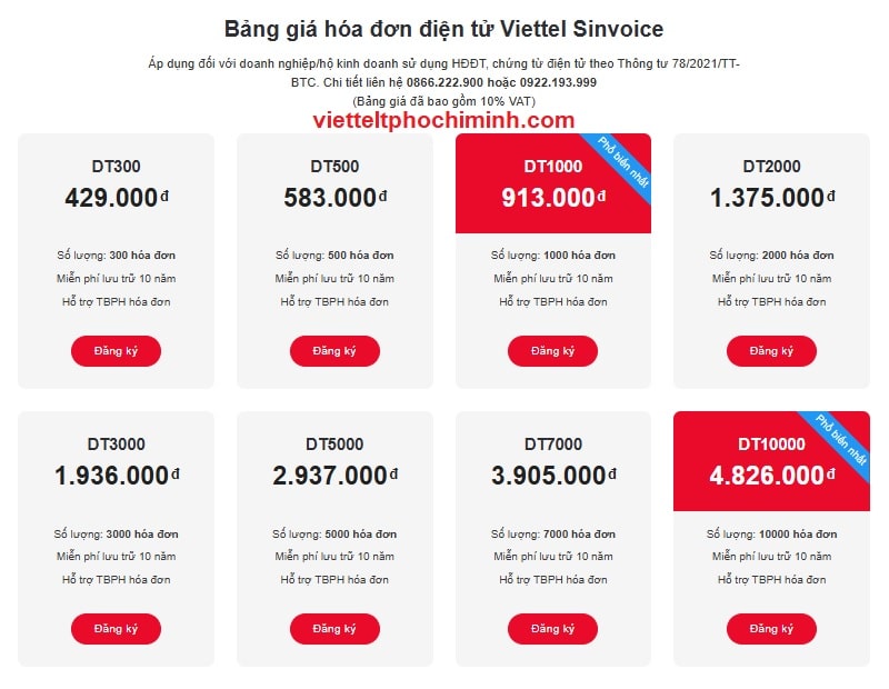 Báo giá Hoá đơn điện tử Viettel
