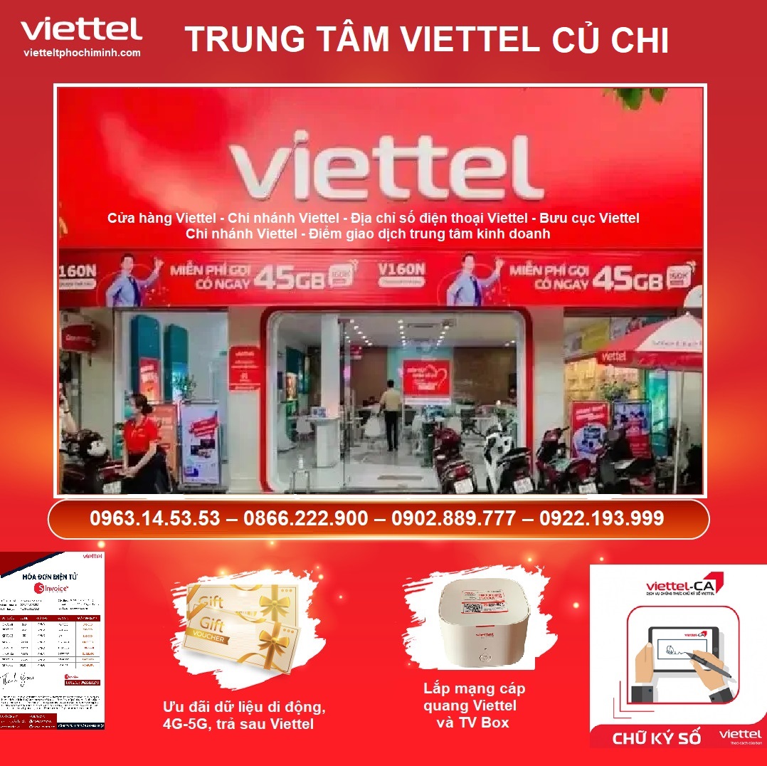 Trung tâm Viettel Củ Chi: Cửa hàng, chi nhánh, địa chỉ, SĐT>