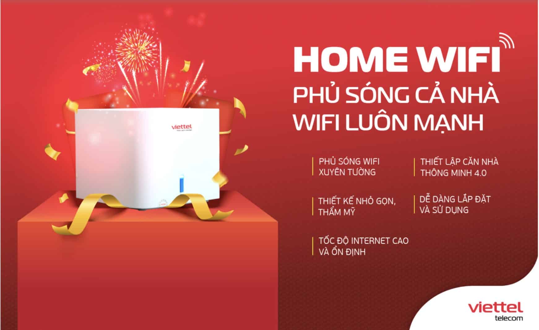 Viettel cung cấp nhiều gói Internet gia đình, gồm gói đơn lẻ và gói kèm thiết bị mở rộng giúp phủ sóng WiFi toàn diện hơn.