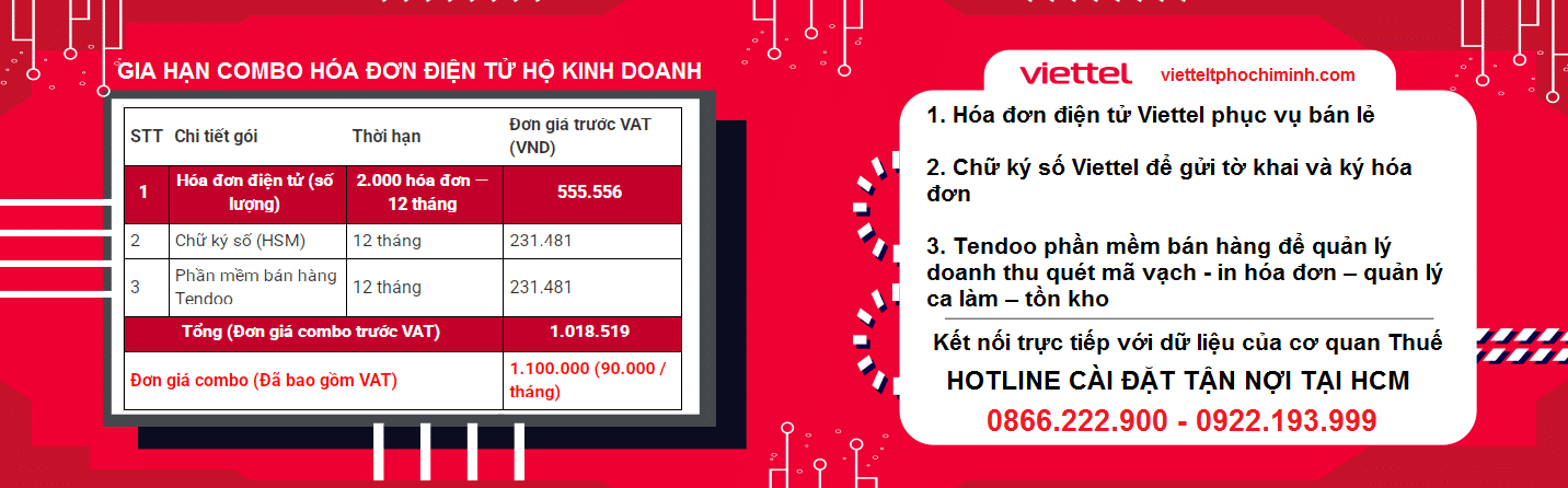 Gia hạn Combo hóa đơn, chữ ký, tendoo hộ kinh doanh